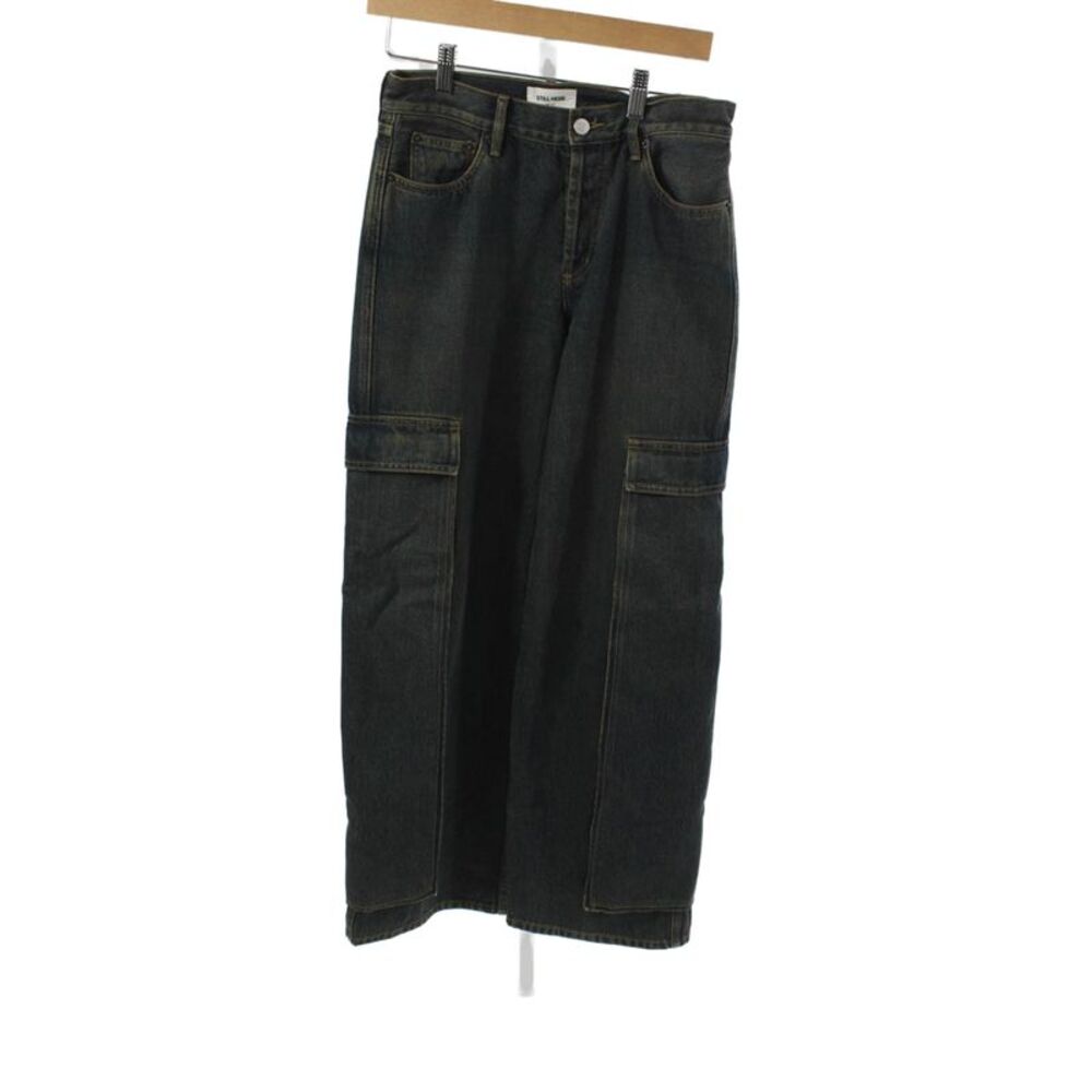 Still Here Unisex Wide-Leg Jeans Dark Blue 100% Cotton High Rise Size 25